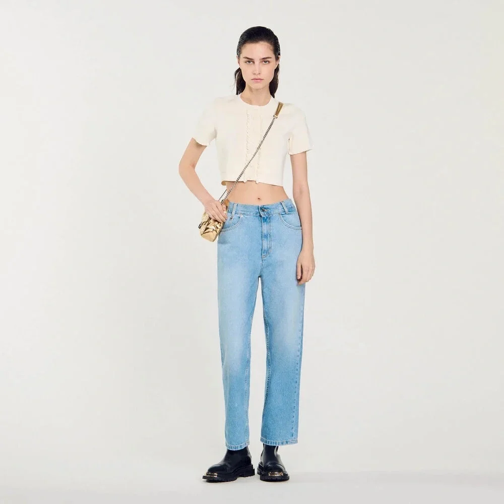 NWT Sandro Bibi Blue Straight-Leg Jeans w/ slight color transfer